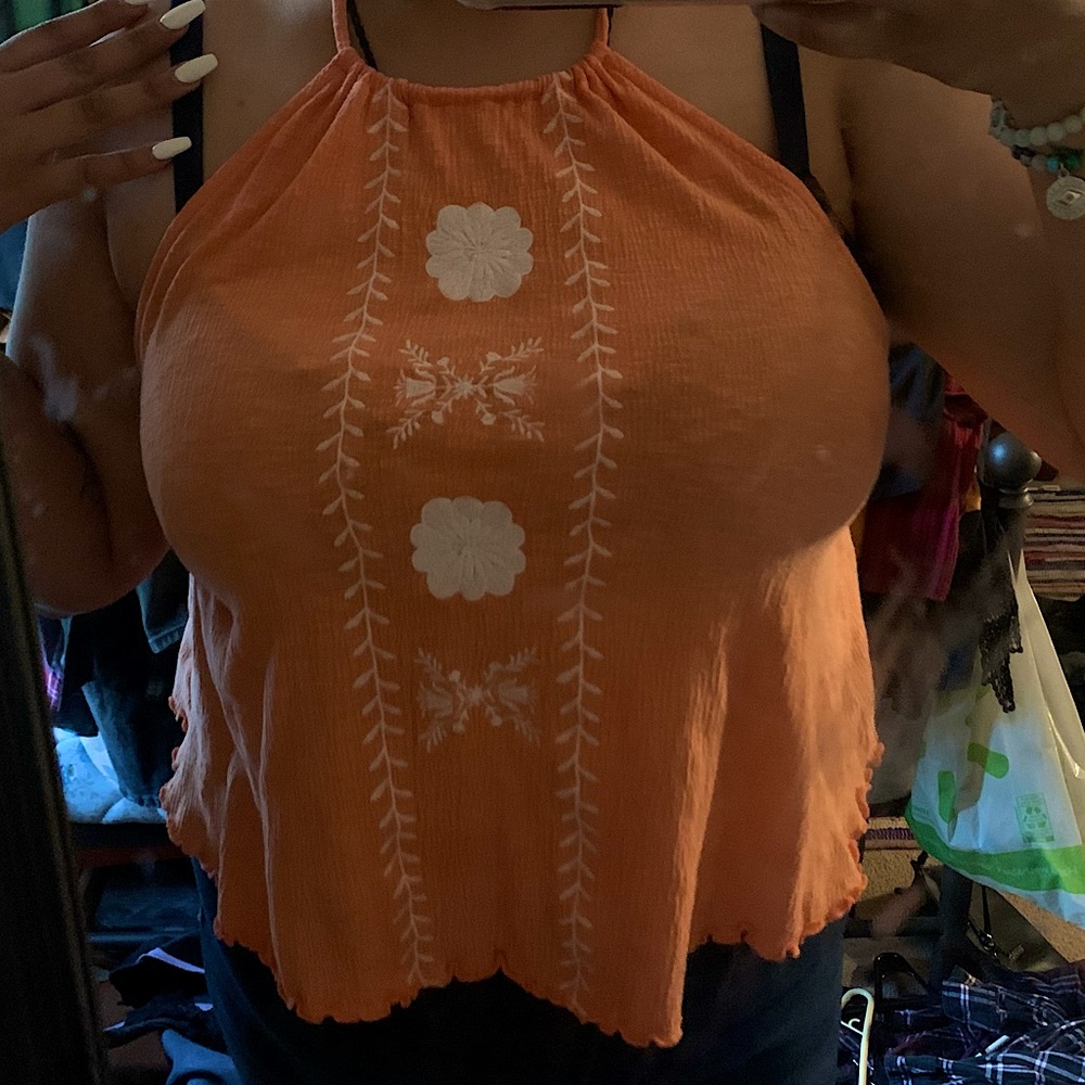 crop top open back halter